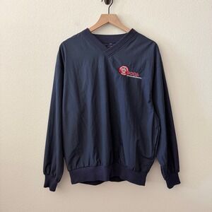 PORT AUTHORITY Mens Windbreaker SCCA Racing Gorpcore Sporty Navy Blue Size M